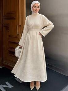 DAZY Women's Casual Commute Solid Color Long Dress - Apricot - View 9