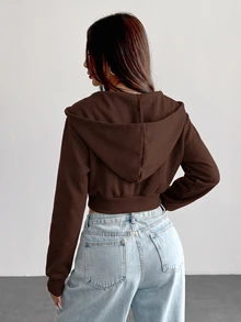 SHEIN PETITE 女士衛衣和連帽衫 - 巧克力棕 - 查看 2