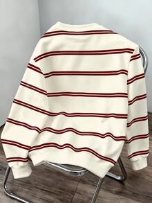 Daypath Men Striped & Letter Graphic Sweatshirt - Apricot - View 2