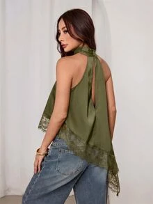 SHEIN PETITE Women Tops - Olive Green - View 2