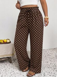 SHEIN Frenchy Plus Size Pants Fall - Brown - View 7