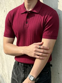 JOLTRO Men Solid Short Sleeve Polo Shirt - Burgundy - View 3
