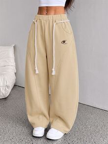 SHEIN PETITE Women Pants - Camel - View 9