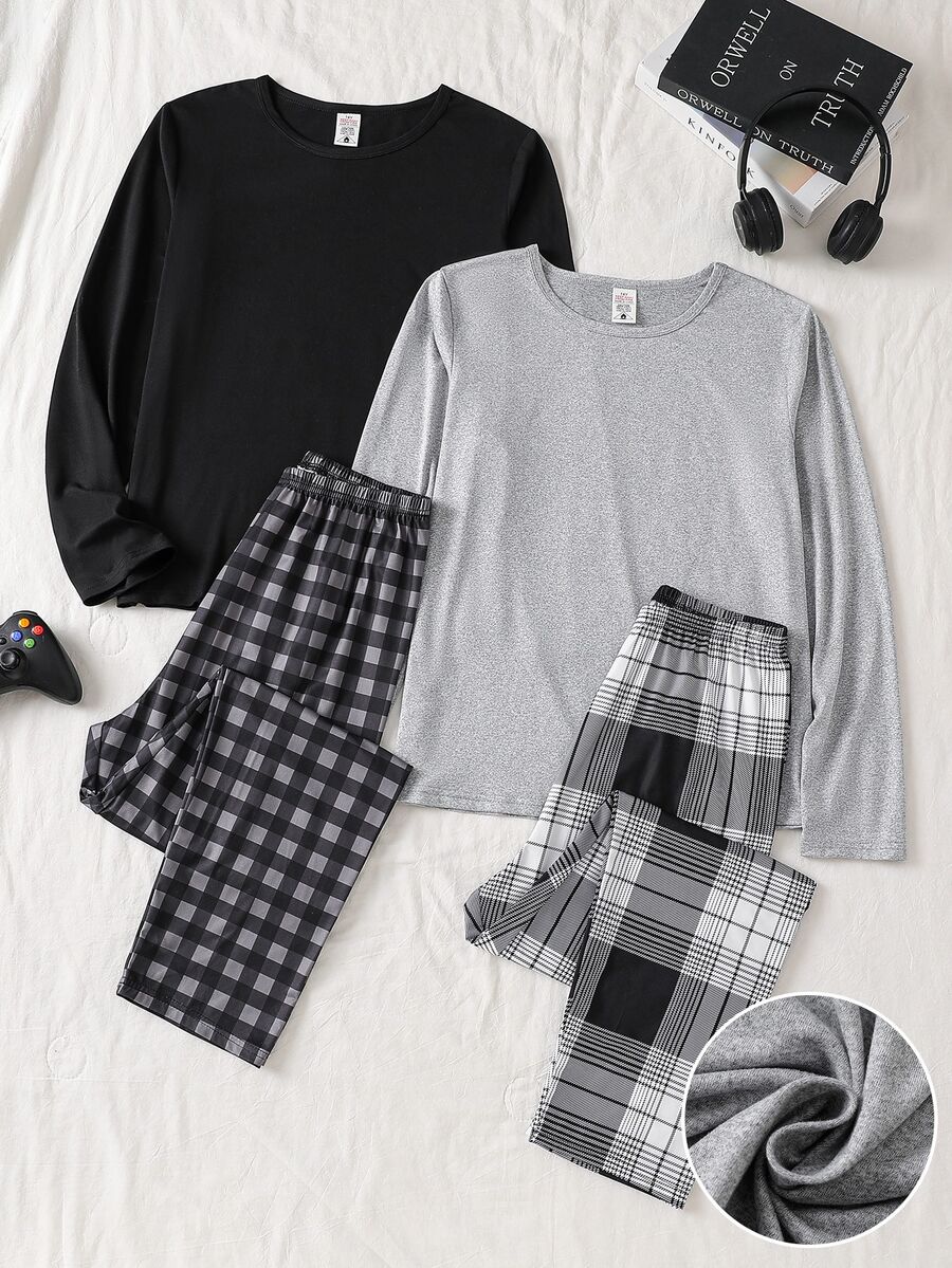 4PCS Teen Boys Pajamas - Multicolor - View 1