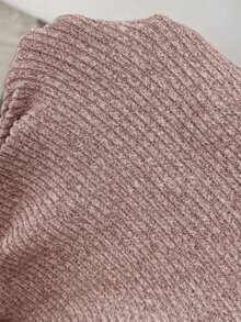 SHEIN Maternity Solid Color Pleated Slit Design Casual Everyday Summer Dress - Dusty Pink - View 7