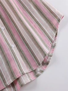 SHEIN LUNE Plus Pink Print Shirt Dress Autumn Office Vacation Casual Soft Form Fall - Pink - View 5