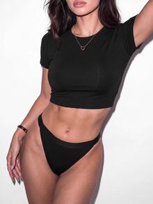 Slayform Slayform Women's Solid Color Daily Fitness Sports Panties - Black - View 1