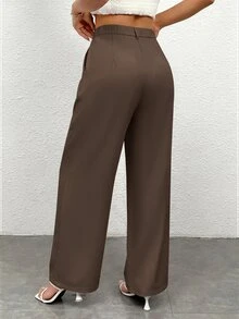 SHEIN PETITE 女士長褲 - 可可 - 查看 2