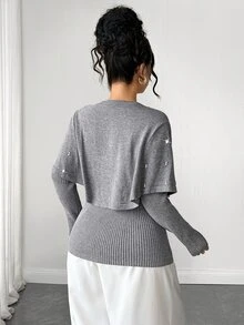 Elenzga Plus Size Sweaters - Grey - View 2