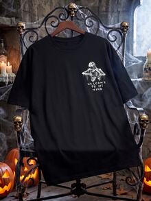 IslaSuriya Men Slogan & Skeleton Graphic Short Sleeve Tee - Black - View 2