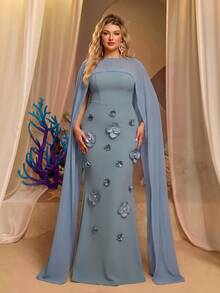 Glamrae Women Plus Formal & Evening Dresses - Dusty Blue - View 5