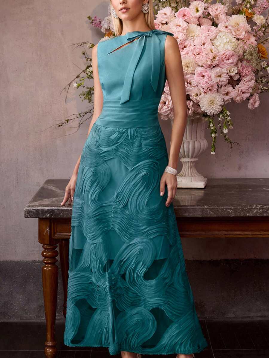 MOTF PREMIUM BOW DECOR CONTRAST MESH DRESS - Dark Green - View 2