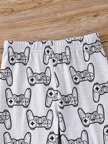 SHEIN 小男孩字母圖案對比滾邊睡衣套裝 - 彩色 - 查看 5