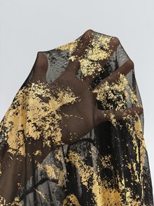 Elaquor Plus Tie Dye Asymmetrical Neck Tee - Gold - View 7