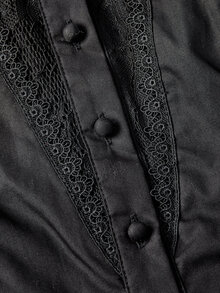 ROMWE Women's Blouse With Lantern Sleeves, Lace Patchwork, Small High Collar, Gothic Court Style - Black - View 3