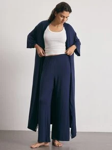 Ocili Bata con hombros caídos, ribete de encaje y cinturón - azul real - Ver 3