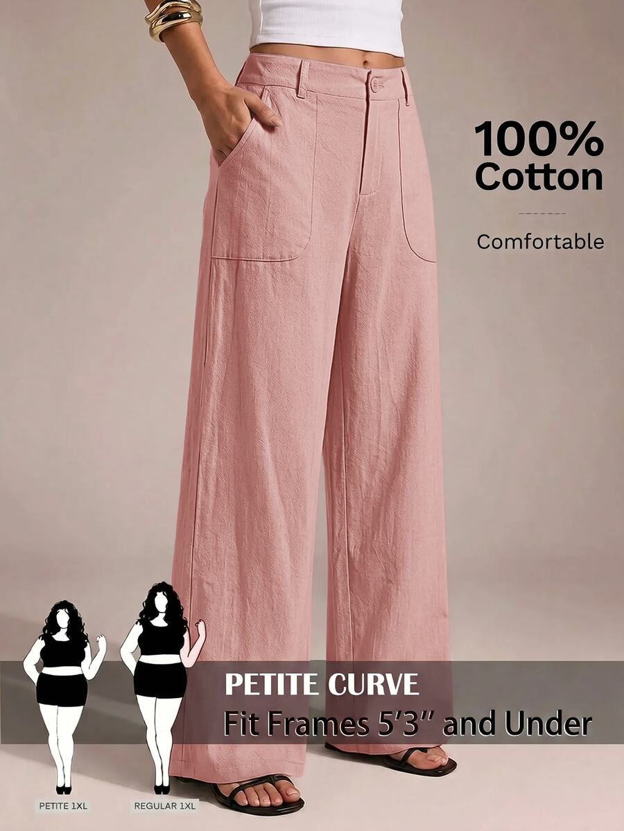 SHEIN PETITE CURVE Plus Size Pants Fall - Dusty Pink - View 1