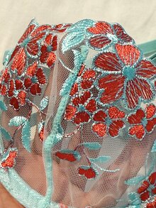 SHEIN 女款天藍色刺繡綁帶內衣套裝 2件組 - 薄荷綠 - 查看 4