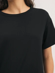 Ocili Solid Drop Shoulder Lounge Tee - Black - View 6