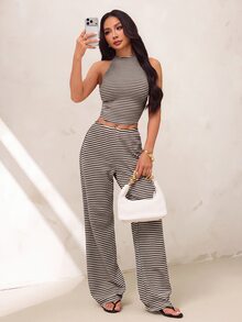 SHEIN PETITE 女士兩件套 - 棕色 - 查看 7