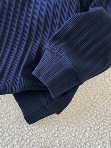 SHEIN 男童春秋深藍色羅紋領長袖襯衫，紳士簡約百搭舒適休閒款，適合室內/戶外活動及多種場合 - 藏蓝色 - 查看 5