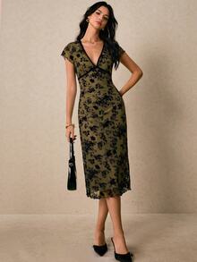 Poéselle Women Midi Dresses - Army Green - View 3