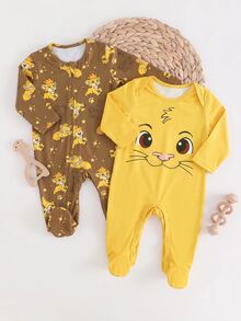 SHEIN Newborn Baby Pajamas - Yellow - View 4