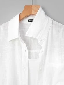SHEIN BASICS 加大襯衫 - 白色 - 查看 6
