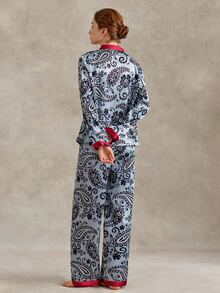 EverLounge 佩斯利印花對比滾邊睡衣套裝 - 彩色 - 查看 2