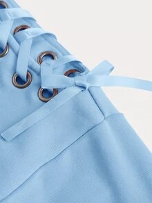 SHEIN Girlism بلايز ثقيلة فتاة صغيرة - الأزرق - مشاهدة 3