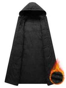Manfinity Homme Men Solid Thermal Hooded Longline Padded Coat - Black - View 5