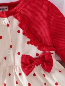 SHEIN Newborn Baby Dresses - Red and White - View 5