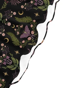 ROMWE Goth Floral Print Cami Dress - Black - View 4