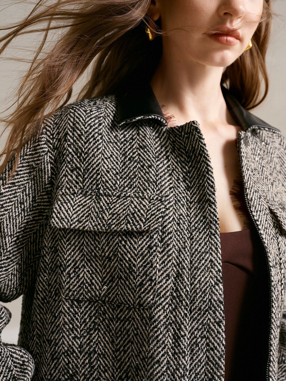 MOTF ALLOVER PRINT FLAP POCKET OVERCOAT WITHOUT BELT