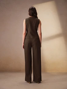 Anewsta Women Two-Piece Outfits - Coffee Brown - View 2