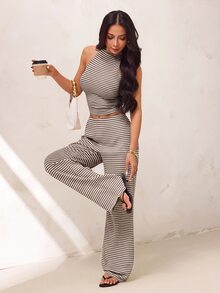 SHEIN PETITE 女士兩件套 - 棕色 - 查看 9