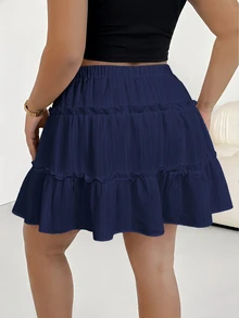 SHEIN Essnce Plus Size Skirts Fall - Navy Blue - View 3