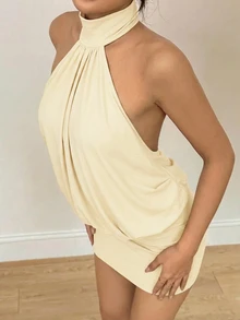 SHEIN PETITE 女用迷你連身裙 - 淡黃色 - 查看 5