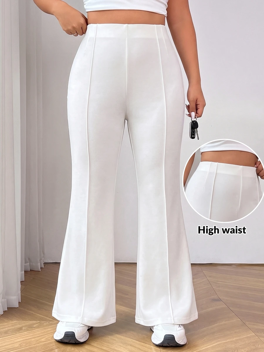 SHEIN EZwear 大碼西裝褲 - 白色 - 查看 1