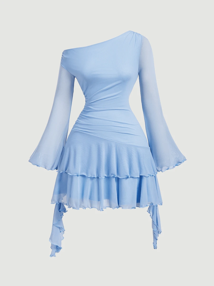 SHEIN MOD 女用迷你連身裙 - 藍色 - 查看 1