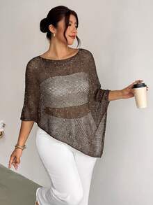 Firerie Tops de punto de talla grande - Café integral - Ver 5