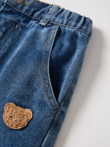 Young Boy Denim Jeans, Casual Vacation Fashion Street Cute Personalized Versatile Minimalist, Medium Wash Blue, Summer Vacation - Blue - View 4