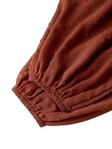 Lavishia Batwing Sleeve Ruffle Romantic Dress, Suitable For Date Occasions - Brown - View 3