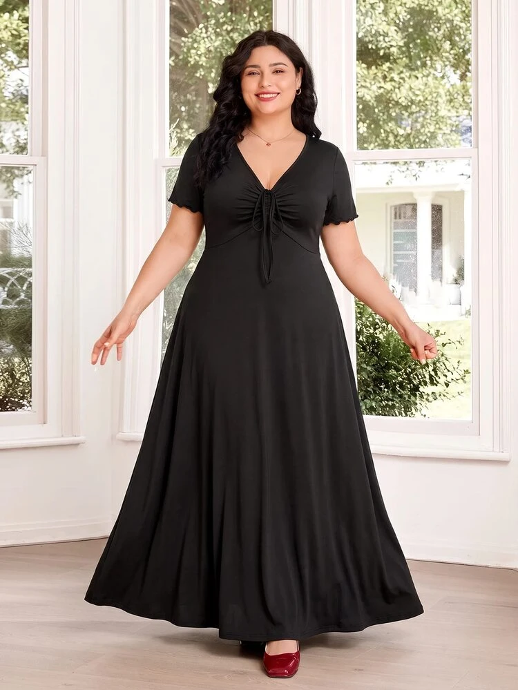 SHEIN CURVE+ プラスサイズ レディース カジュアル チェリー柄 Vネック
