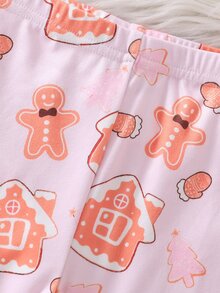 Baby Girl 1pc Christmas Print Top & Pants PJ Set - Multicolor - View 4