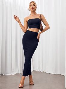 SHEIN Tall 女士半身裙 - 藏蓝色 - 查看 6