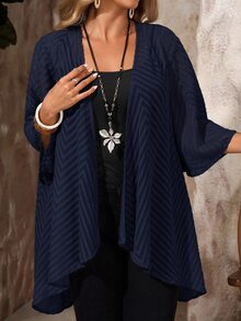 EMERY ROSE Plus Size Coats - Navy Blue - View 4