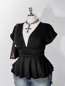 SHEIN ICON 加大襯衫 - 黑色 - 查看 6