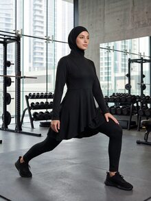SHEIN With My Calm Solid Elastic Sports Set - Black - View 1