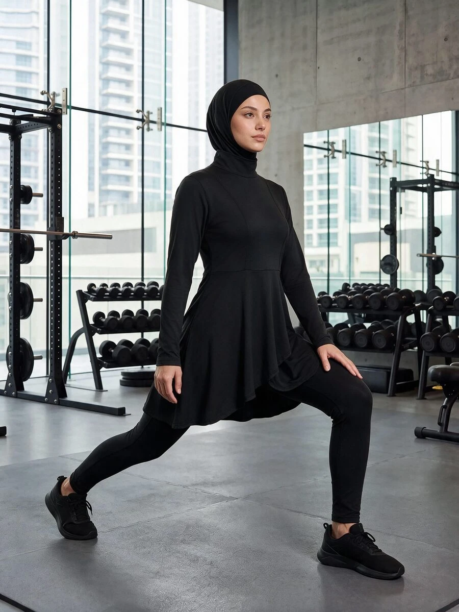 SHEIN With My Calm Solid Elastic Sports Set - Black - View 1